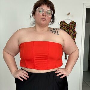 Wildfang Poppy Red Corset Top